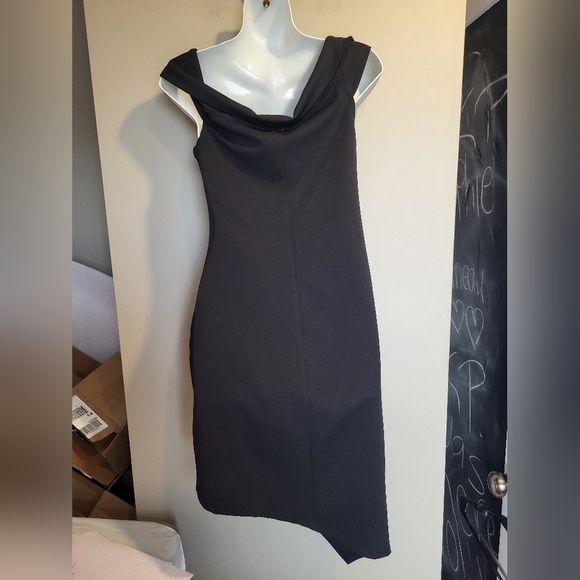 Charlotte Russe Elegant Black Asymmetrical Dress, Size Medium - Picture 2 of 4